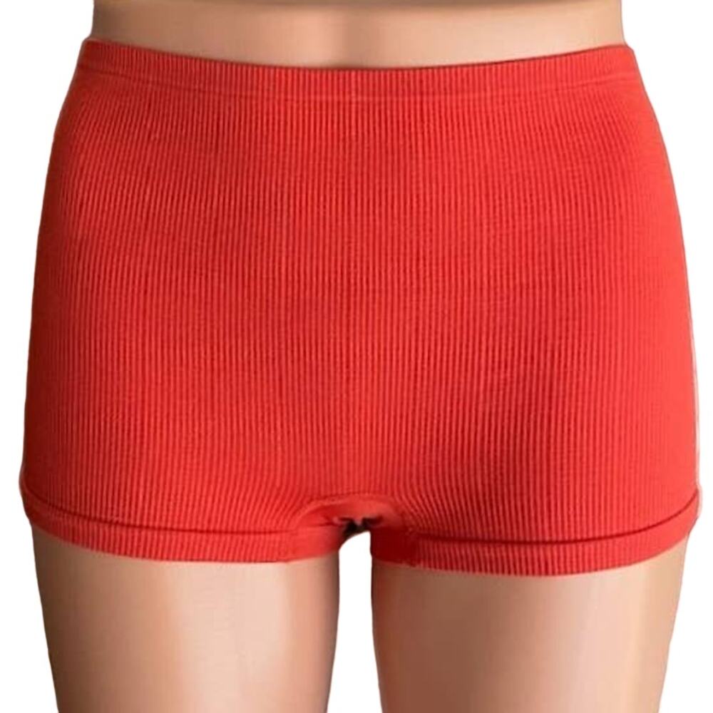 COLSIE Orange & White Ribbed Biker Shorts Stretchy Activewear ~ Women's LARGE